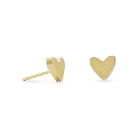Silver Stars Collection "heart Of Gold" Heart Stud Earrings