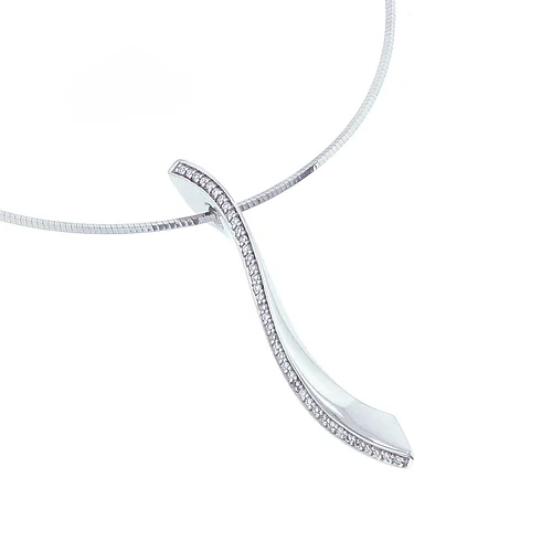 A radiant white sapphire swirl pendant with a delicate chain - a stunning addition to any outfit!