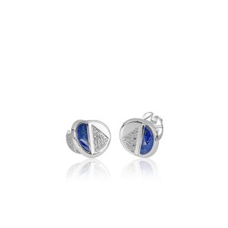 Breuning Stud Earrings with Lapis and White Sapphire in Sterling Silver