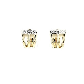 Breuning Huggie Hoop Earrings with White Sapphire in Gold-Plated Sterling Silver