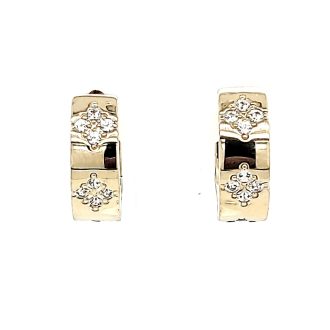 Breuning Fashion Hoop Earrings with White Sapphires in Gold-Plated Sterling Silver