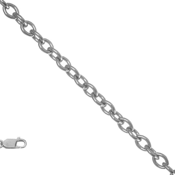 Cable Link Chain in 18k White Gold 16" Length