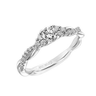 A stunning 14K white gold engagement ring with a 0.61 carat twisted shank design.