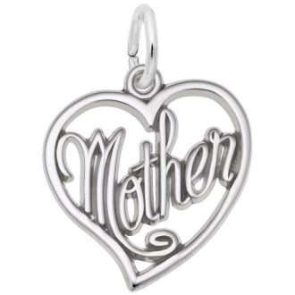 Mother Open Heart Charm in Sterling Silver by Rembrandt Charms