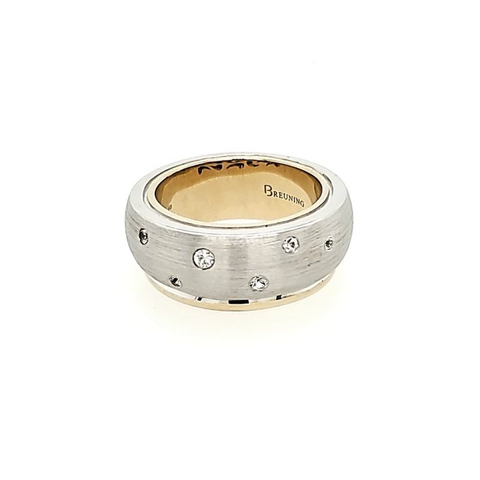 Breuning Fashion Ring with White Sapphires in Sterling Silver Two-Tone