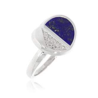 Breuning Fashion Ring with Lapis Lazli and White Sapphire in Sterling Silver