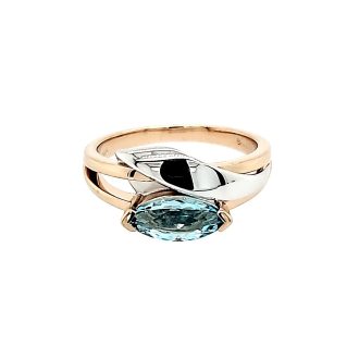 Breuning Fashion Ring with Blue Topaz in Two-Tone Sterling Silver