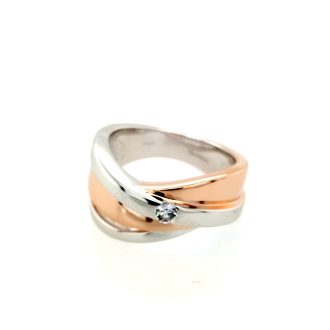 Breuning Fashion Ring with White Sapphires in Rose Gold-Plated Sterling Silver
