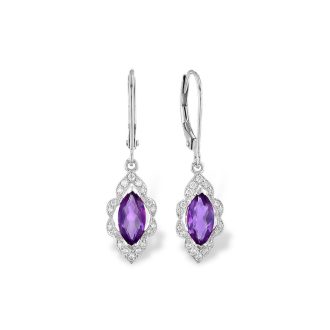 Timeless Amy Milgrain halo dangle earrings, sparkling with .15ctw of diamonds.