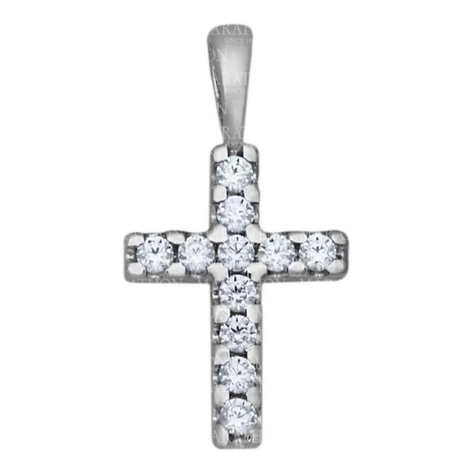 Children's Cross Necklace with Cubic Zirconia in Sterling Silver
