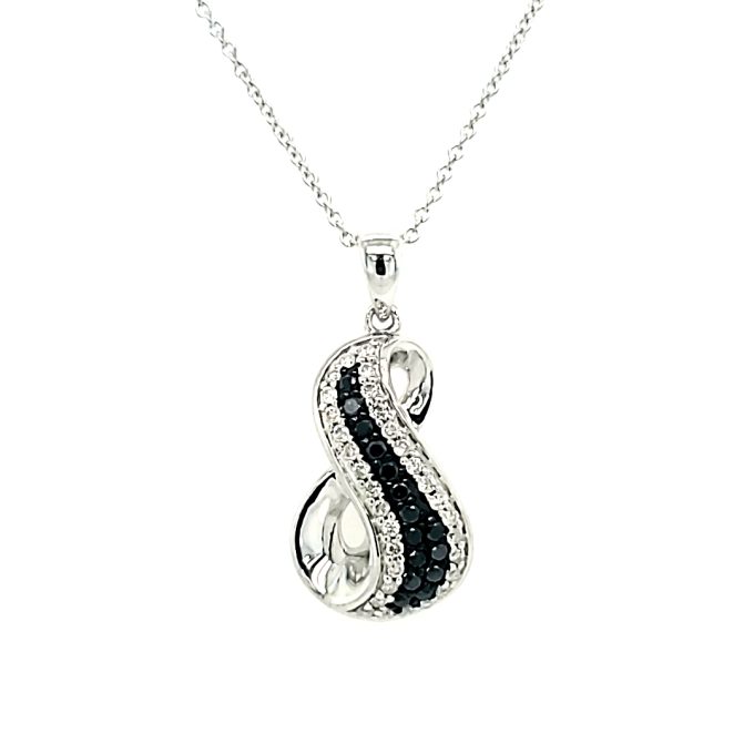 Elegant pendant necklace with .40ctw of sparkling diamonds on a white gold infinity drop, suspended from an 18" delicate chain.