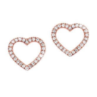 Heart Earrings with .09ctw Round Diamonds in 14k Rose Gold