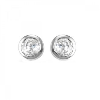 Beautiful 14k white gold round diamond stud earrings with one 0.16ct diamond each, a classic staple for any jewelry lover.