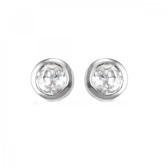 Beautiful 14k white gold round diamond stud earrings with one 0.16ct diamond each, a classic staple for any jewelry lover.
