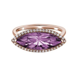 Fashion Ring with Amethyst and .10ctw Round Diamonds in 14k Rose Gold