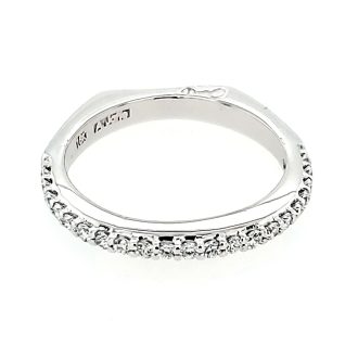 Elaborate 18k white gold Euro shank wedding band, shimmering with 0.21ctw of diamonds.