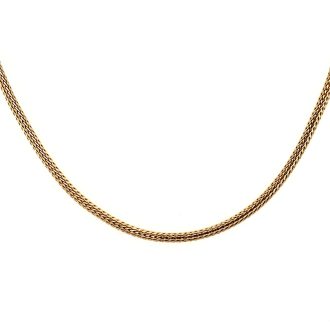 gold mesh chain, perfect for everyday wear, 18" in length with 2mm width, secured by a lobster clasp.