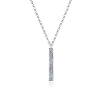 Gabriel Bar Necklace with .07ctw Round Diamonds in 14k White Gold