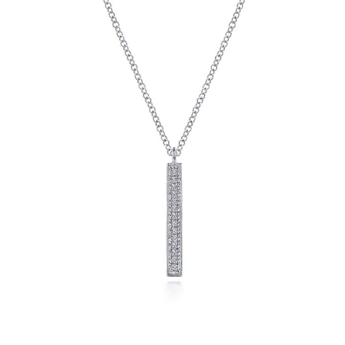 Gabriel Bar Necklace with .07ctw Round Diamonds in 14k White Gold