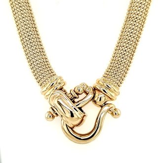 14K gold aurea link necklace with secure clip lock clasp, perfect for everyday style.