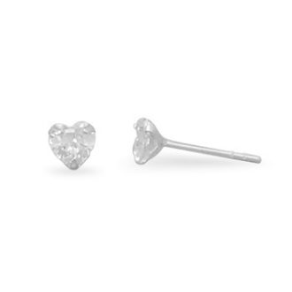 Heart Cubic Zirconia Stud Earrings in Sterling Silver
