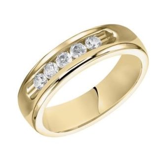 Artcarved Men's Wedding Band with .50ctw Round Diamonds in 14k White Gold