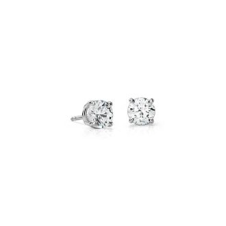 Classic Stud Earrings with .25ctw Round Diamonds in 14k White Gold