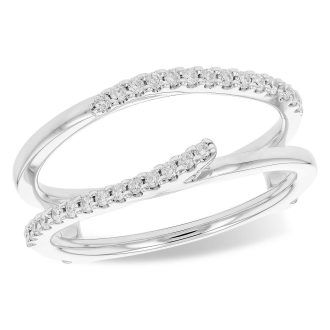 Beautiful 14k white gold ring guard enhancer with 0.20 carats of diamonds for a sparkling finish.