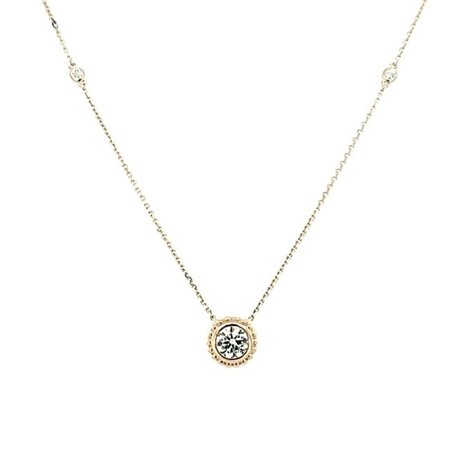 Halo Necklace with .33ctw Round Lab Grown Diamonds in 14k Yellow Gold