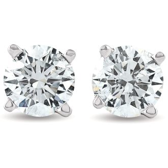 True Reflections Stud Earrings with 1ctw Round Diamonds in 14k White Gold