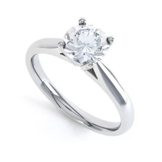Classic Solitaire Ring with 2ct Round Lab Grown Diamond in 14k White Gold