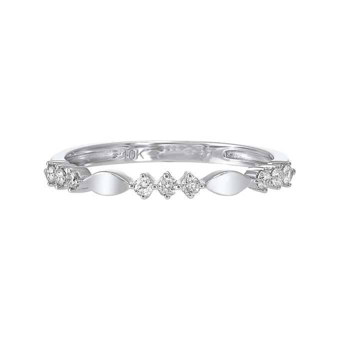 Wedding Band with .14ctw Round Diamonds in 10k White Gold