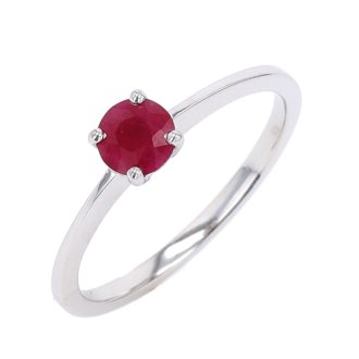 Birthstone Ring with Lab Grown Ruby in Sterling Silver