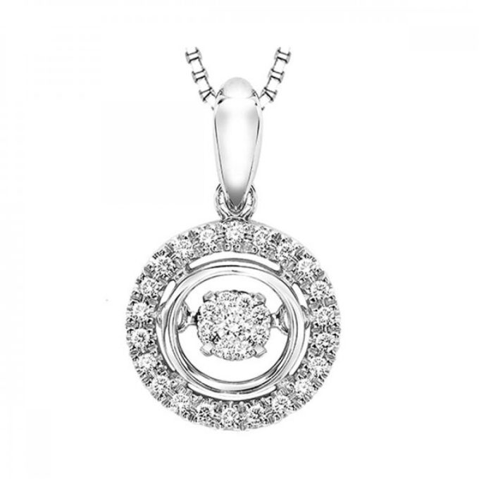 Rhythm Of Love Halo Necklace with .10ctw Round Diamonds in Sterling Silver