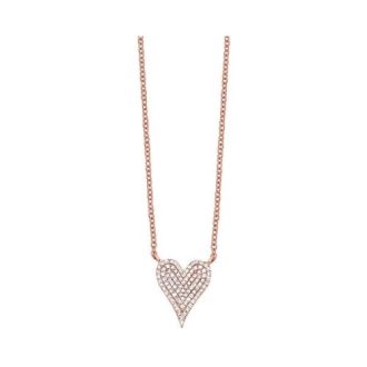Pave Heart Necklace with .20ctw Round Diamonds in 10k Rose Gold