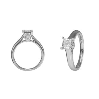 True Reflections Solitaire Engagement Ring with .50ct Princess Cut Diamond in 14k White Gold