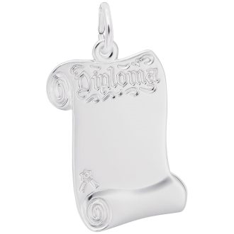 Opened Diploma Charm in Sterling Silver by Rembrandt Charms