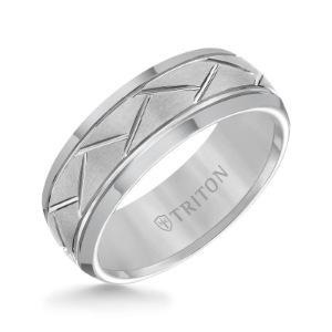 Triton Men's Wedding Band 8mm Gray Satin Tungsten Carbide