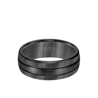 Triton Men's 8mm Wedding Band in Black Tungsten Carbide