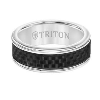 Triton Men's Wedding Band with Carbon Fiber in Tungsten Carbide