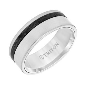 Triton Men's 8mm Wedding Band with Carbon Fiber in Tungsten Carbide