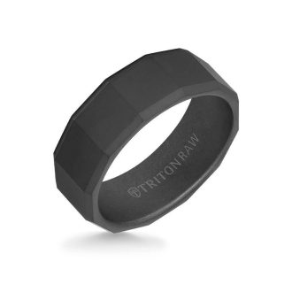 BTC RAW 8MM FACETED MATTE FINISH GENTS BAND