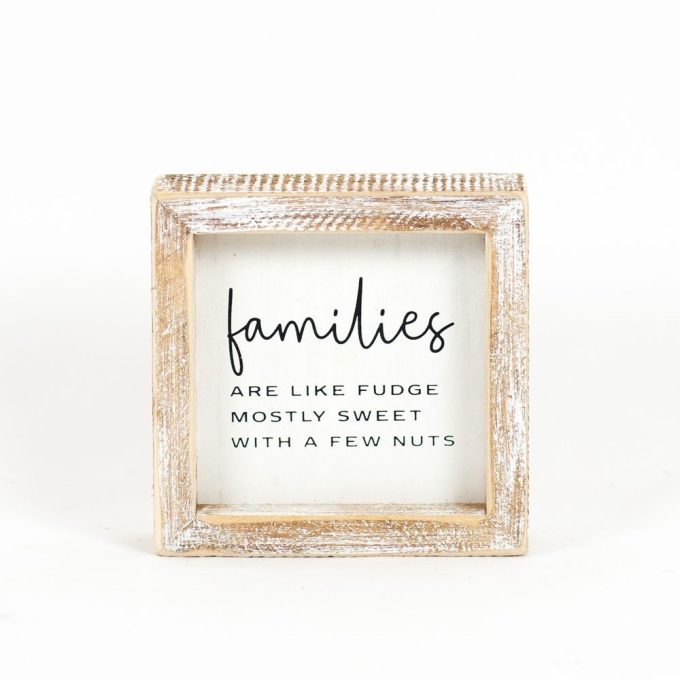 This 5x5 weathered frame is the perfect addition to any family home. Featuring a beautiful quote about families, it is a lovingly crafted piece that is sure to bring a warm, loving atmosphere to any room. The natural wood and details give it a rustic but elegant feel, reminding all who see it of the importance of family. Add a touch of love and comfort to any room with this wonderful piece.