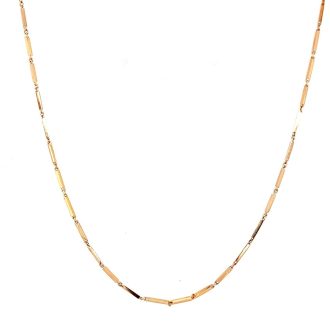 Bar Link Necklace in 14k Rose Gold 28" Length