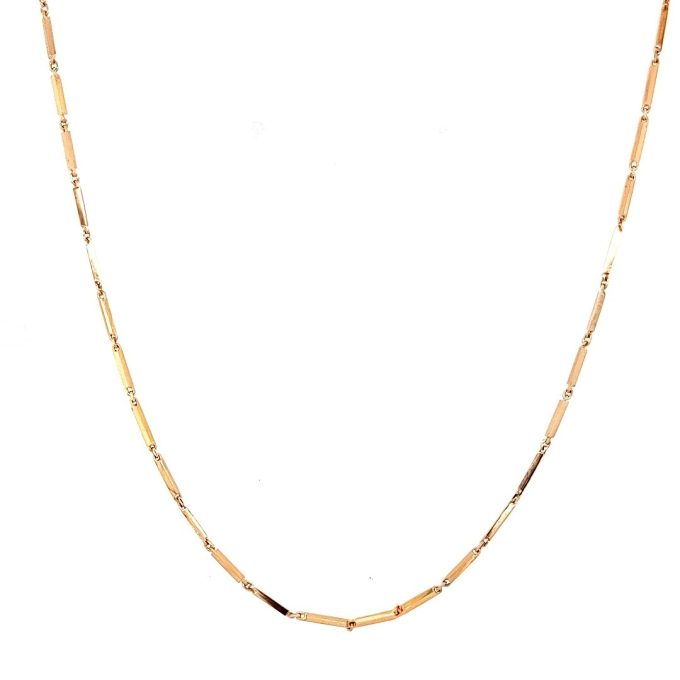 Bar Link Necklace in 14k Rose Gold 28" Length