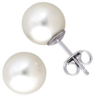 Cultured Pearl Stud Earring 14k White Gold