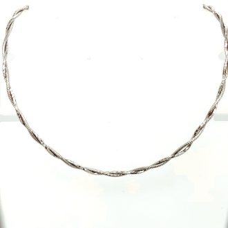 Twisted Wire Necklace in 14k White Gold 18" Length