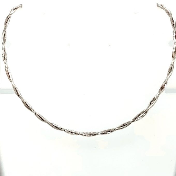 Twisted Wire Necklace in 14k White Gold 18" Length