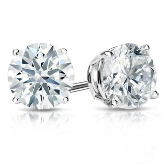 Classic Stud Earrings with .50ctw Round Diamonds in 14k White Gold