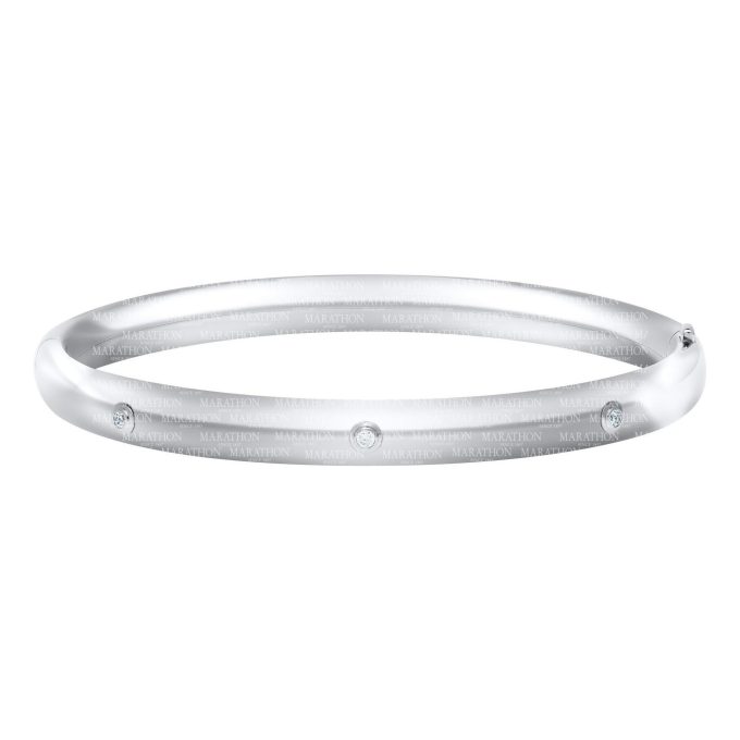 Children's Bangle Bracelet with .04ctw Round Diamonds in Sterling Silver